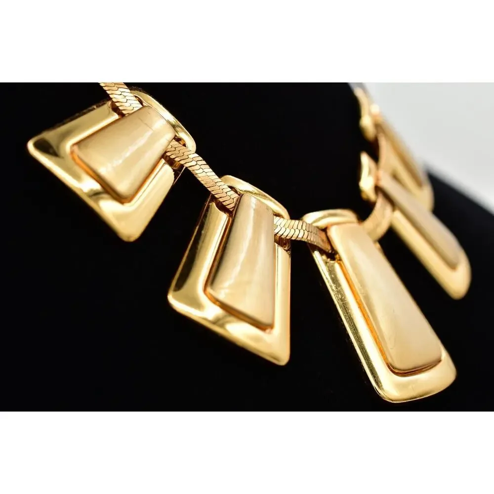 Brighton Collar Necklace Chunky Gold Bib Shiny Brushed Matte Heavy Signed BinBL